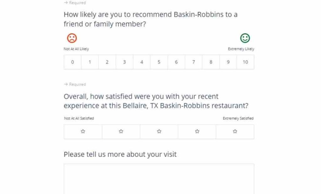Baskin Robbins Experience Survey