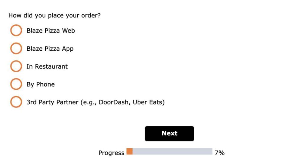 Blaze Pizza Feedback Survey
