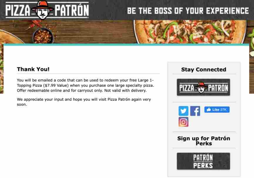 Pizza Patrón Guest Feedback Survey