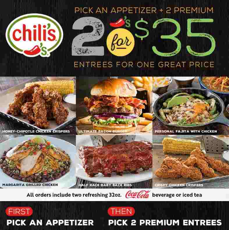 Chili’s 2 for $25 menu