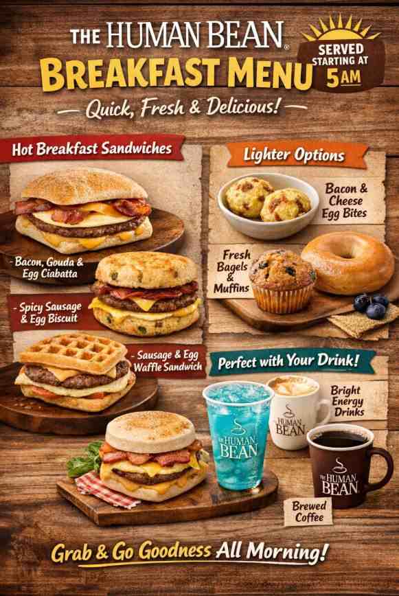 Human Bean Breakfast Menu